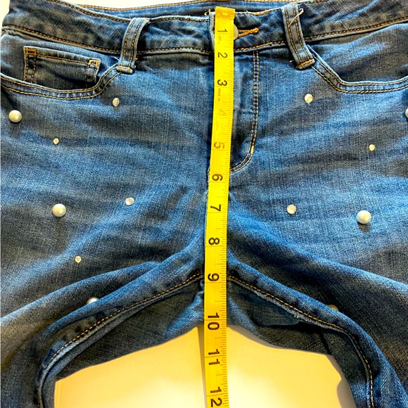 059.A.N.A. Pearl & Rhinestone Denim Blue Jeans - Picture 5 of 6